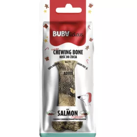   BUBAlicious XMAS – Tőkehalbőrből készült rágócsont lazaccal, áfonyával és rozmaringgal (17 cm)