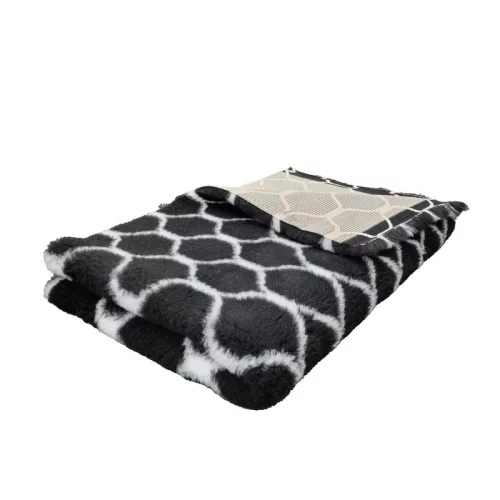 Vetbed - csúszásmentes kutyafekhely – fekete geometrikus minta