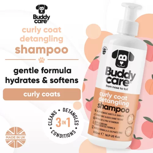 Buddycare - Curly Coat Detangling 3in1 Peach Dog Shampoo