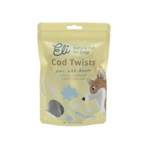Eli Pet - Szárított tőkehalbőr csavart rudak kutyáknak 80 g