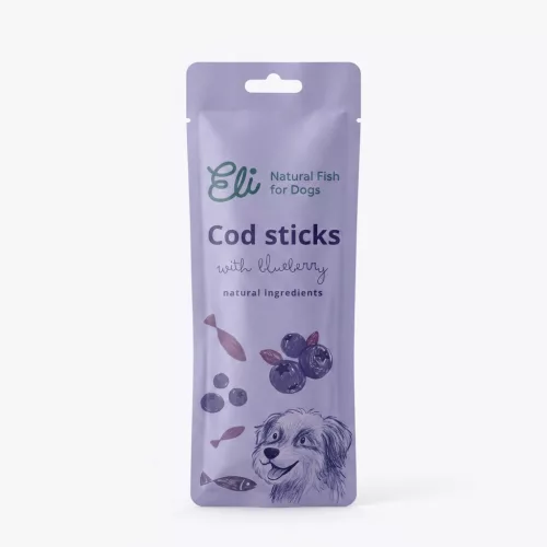 Eli Pet -Szárított tőkehalrudak áfonyával - 30 g