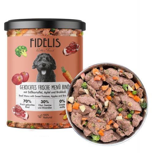 Fidelis- Főtt menü - Marha édesburgonyával, almával és brokkolival