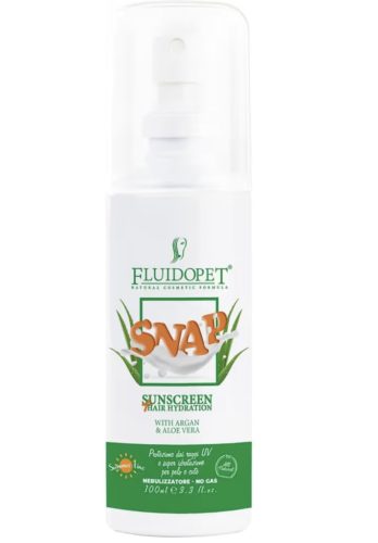FluidoPet Snap SunScreen Spray – Hidratáló és UV-védő szőr- és bőrápoló aloe- és argánolaj-kivonattal