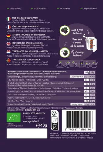 Organica Food  -Bio Fagyasztva Szárított Szeder