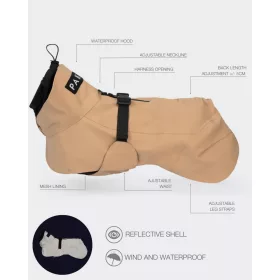   PAIKKA - Visibility Raincoat Lite Taupe – fényvisszaverő, vízálló kutyakabát