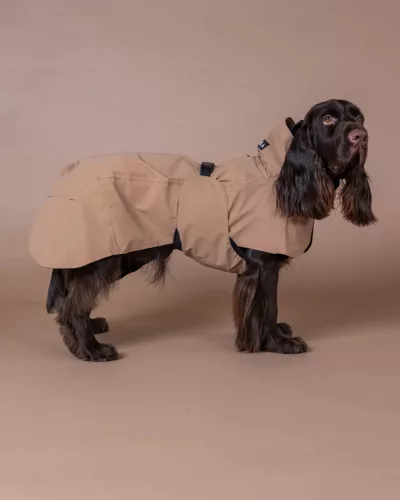 PAIKKA - Visibility Raincoat Lite Taupe – fényvisszaverő, vízálló kutyakabát