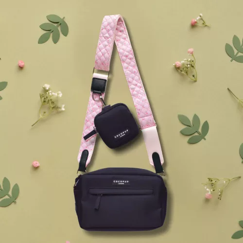 Cocopup London - Táska szíj (Quilted Ditsy Floral Pink)