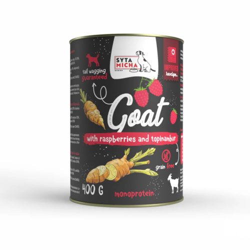 Syta Micha - nedves eledel kutyáknak – Kecske málnával és csicsókával – 400g