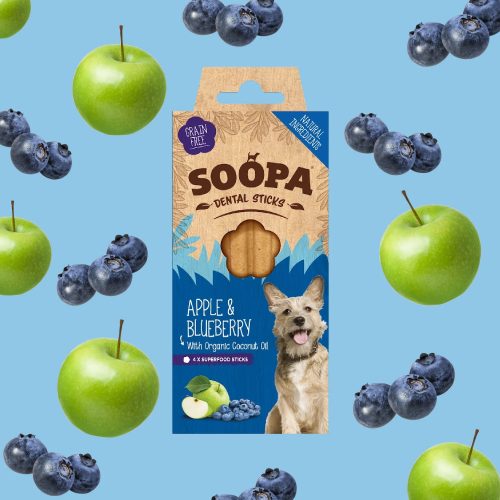 SOOPA DENTAL STICKS - ALMÁVAL ÉS KÉK ÁFONYÁVAL (100G)