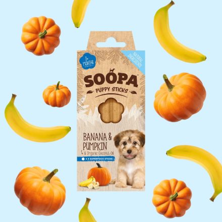 SOOPA Puppy Dental Stick  - Banán és sütőtök (100g)